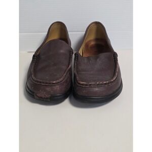 Damaged footprints by Birkenstock Leather Comfort Slip On Casual Shoe Brown Sz39